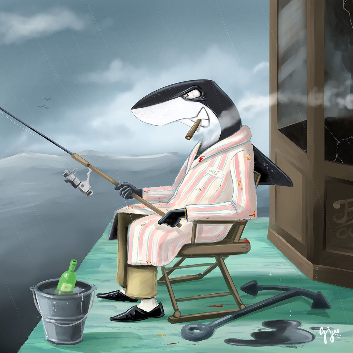 Gigergraphics Comicprint Shark Gigergraphics - Grafik / Cartoons / Werbekampagnen / Webdesign / Karikaturen / Illustrationen / Logos / Corporate Design