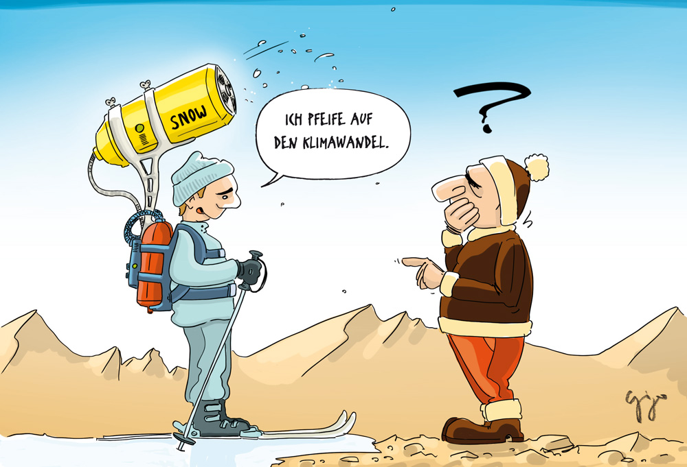 Gigergraphics Cartoon  Schneemangel Gigergraphics - Grafik / Cartoons / Werbekampagnen / Webdesign / Karikaturen / Illustrationen / Logos / Corporate Design