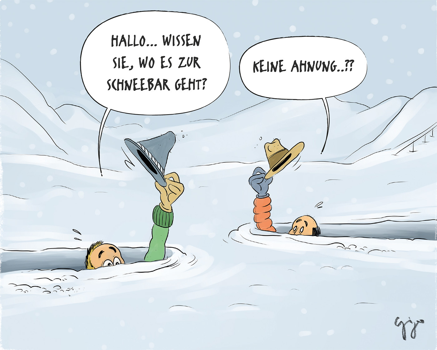 Gigergraphics Cartoon Weibil Schnee Gigergraphics - Grafik / Cartoons / Werbekampagnen / Webdesign / Karikaturen / Illustrationen / Logos / Corporate Design