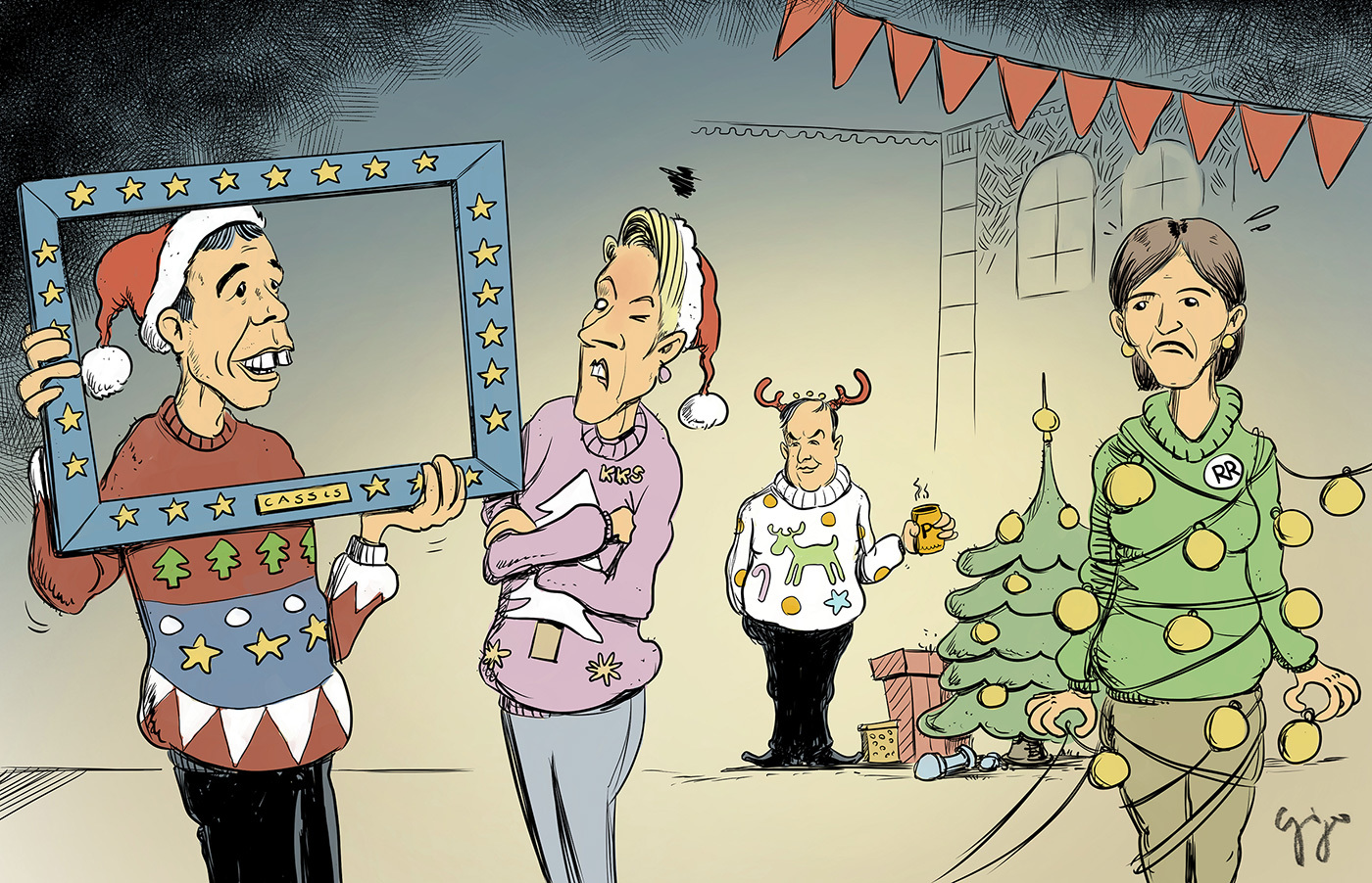 Gigergraphics Cartoon Weltwoche Xmas Gigergraphics - Grafik / Cartoons / Werbekampagnen / Webdesign / Karikaturen / Illustrationen / Logos / Corporate Design